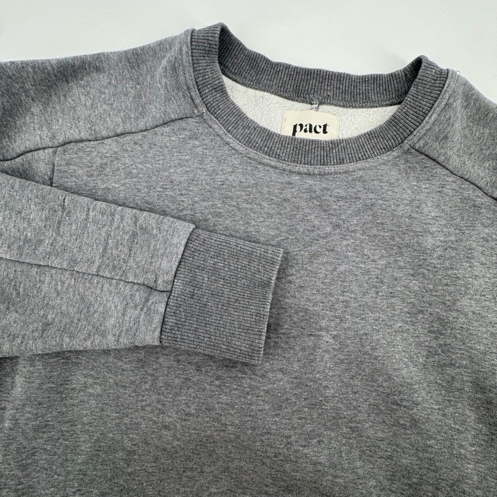 Pact Mens‎ Gray Sweatshirt Pockets Organic Cotton Recycled Polyester Size Small